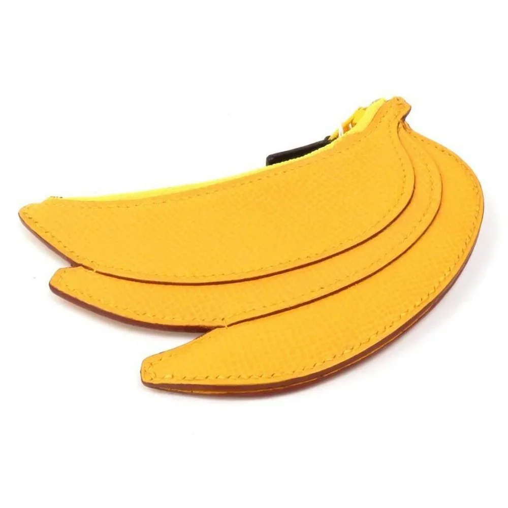 Authentic HERMES Fruit Motif Banana Coin Case Coin Purse Yellow Leather - Picture 9 of 11